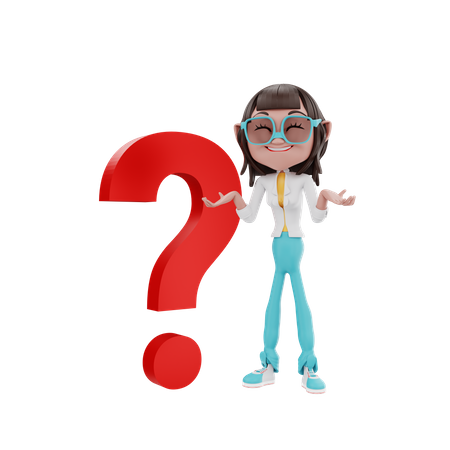 Businesswoman with question mark  3D Illustration