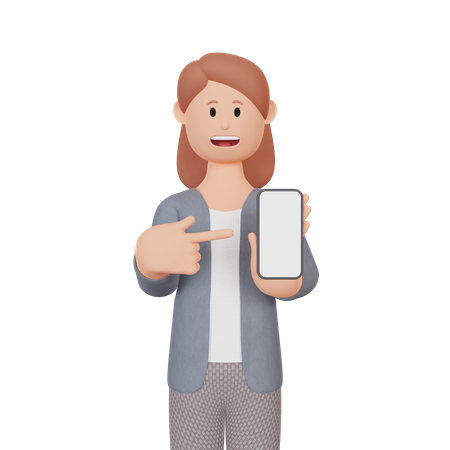 Businesswoman with smartphone with blank screen  3D Illustration