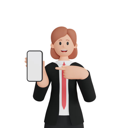 Businesswoman With Smartphone With Blank Screen  3D Illustration