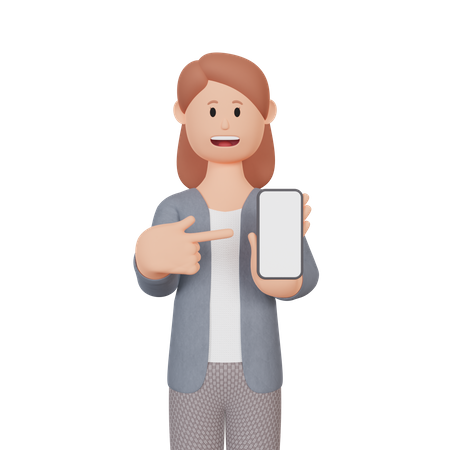 Businesswoman with smartphone with blank screen 3D Illustration