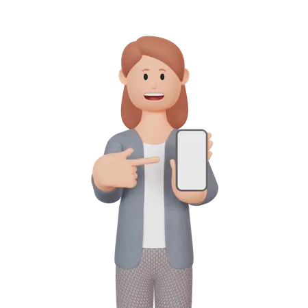 Businesswoman with smartphone with blank screen  3D Illustration
