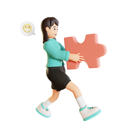 Businesswoman With Solution  3D Icon
