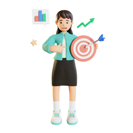 Businesswoman With Target  3D Illustration