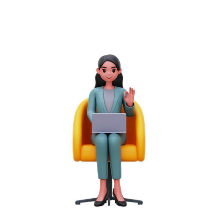 Businesswoman working at office  3D Icon