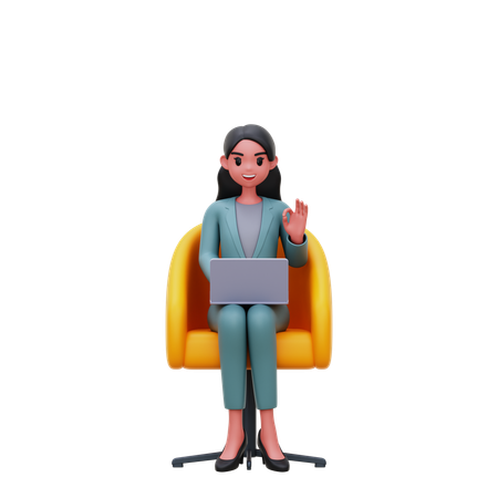Businesswoman working at office  3D Illustration