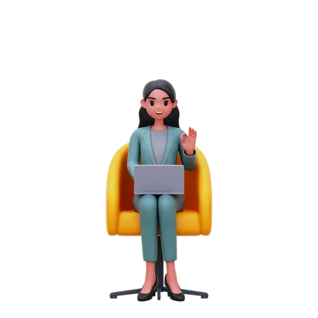 Businesswoman working at office  3D Illustration