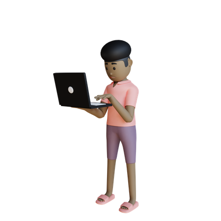 Businesswoman Working On Laptop 3D Illustration