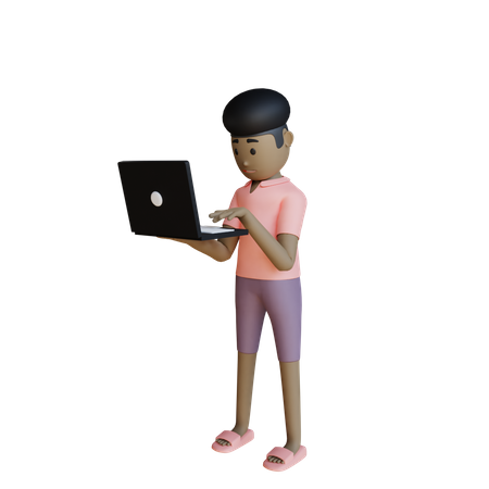 Businesswoman Working On Laptop  3D Illustration