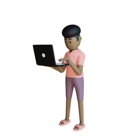 Businesswoman Working On Laptop  3D Illustration