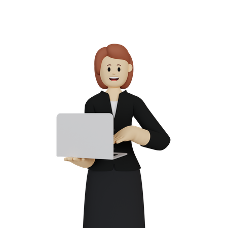 Businesswoman working on laptop  3D Illustration