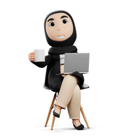 Businesswoman Working Remotely  3D Illustration