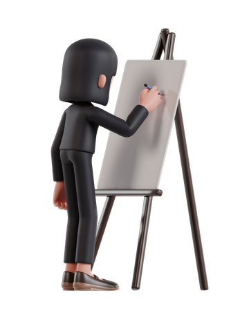 Businesswoman writing on presentation board  3D Illustration