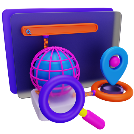 Búsqueda de ubicación global  3D Icon