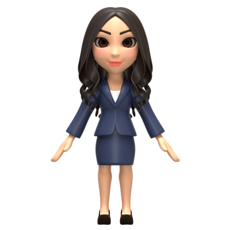 Bussiness Girl Standing  3D Illustration