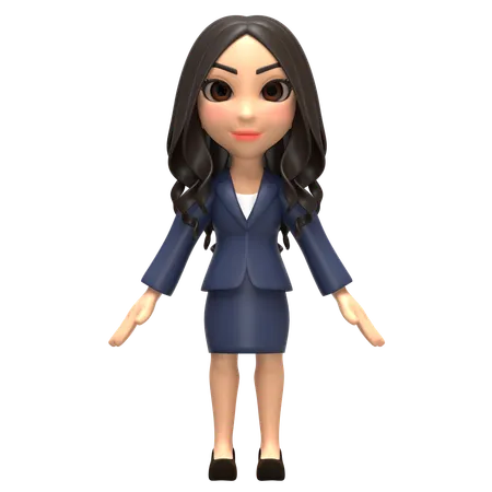 Bussiness Girl Standing  3D Illustration