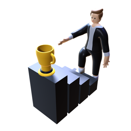 Bussiness Man Trophy  3D Illustration