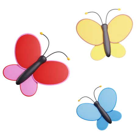 3 D Butterflies Illustration With Transparent Background 3D Icon