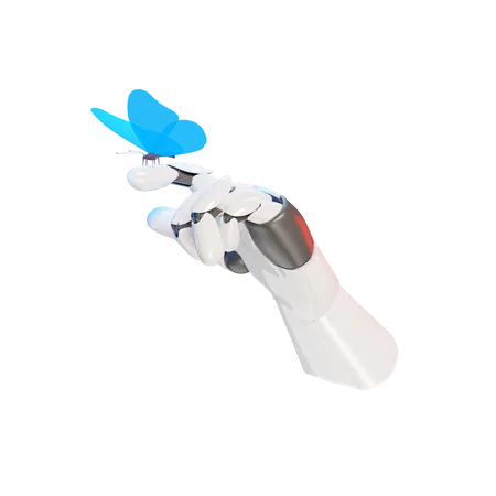 Butterfly Holding Hand Gesture  3D Illustration