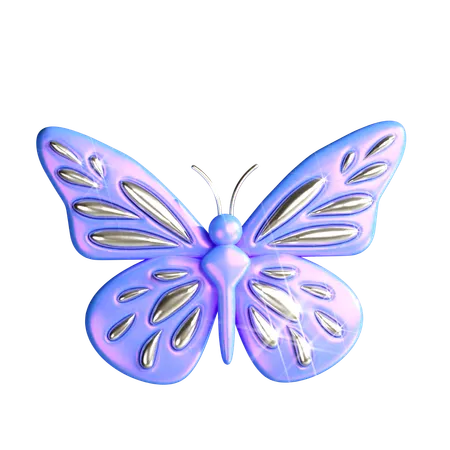 Butterfly With Holographic Color Illustration In 3 D Design 3D Icon