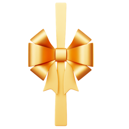 Butterfly-Shaped Gold Gift Bow  3D Icon