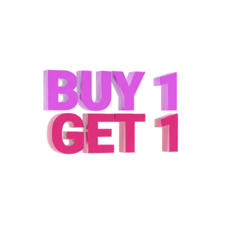Buy 1 Get 1 Shopping Text 3 D Icon 3D Icon