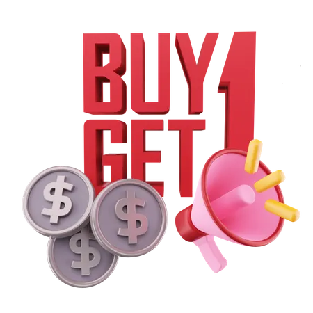 Buy 1 Get 1  3D Icon