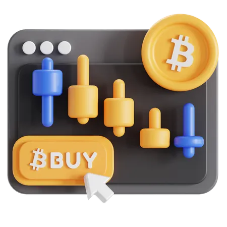 Buy And Trade Bitcoin 3D Icon
