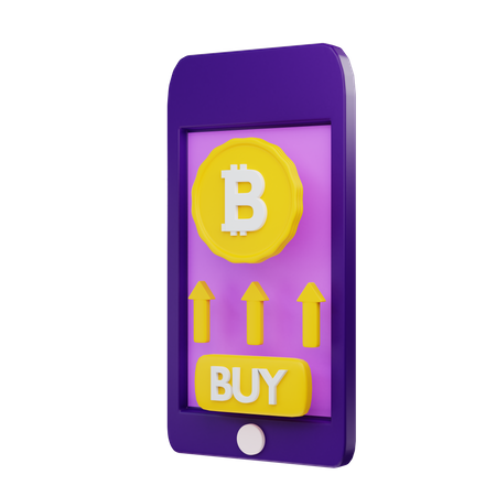Buy Bitcoin On Smartphone 3D Illustration