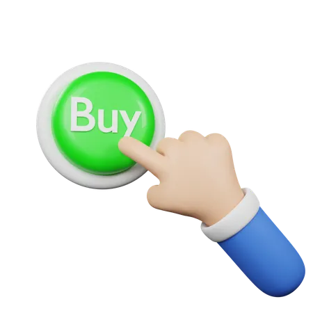 Finger Point At Green Buy Button 3D Icon