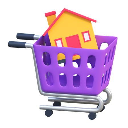 Buy House With Shopping Chart  3D Icon