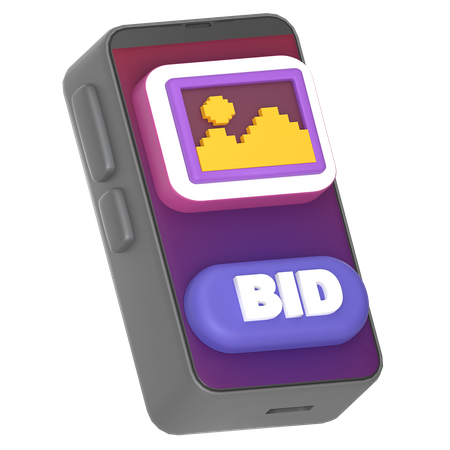Bid Nft On Smartphone  3D Icon