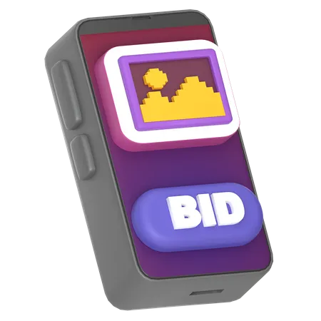 Bid Nft On Smartphone  3D Icon