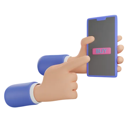 Buy now in phone  3D Illustration