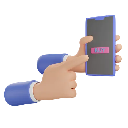 Buy now in phone 3D Illustration