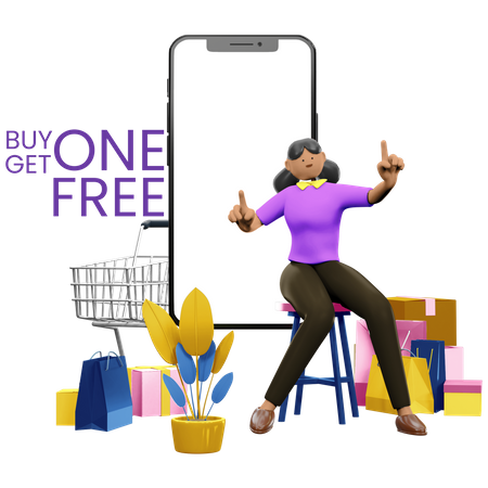 Buy one get one free offer  3D Illustration