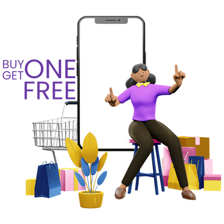 Buy one get one free offer 3D Illustration