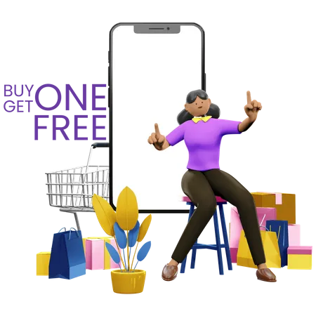 Buy one get one free offer  3D Illustration