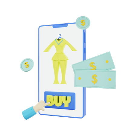 Buying Fashion Products On Mobile  3D Illustration