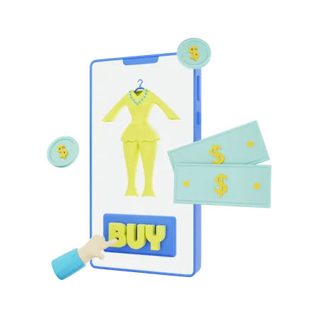 Buying Fashion Products On Mobile  3D Illustration