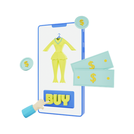 Buying Fashion Products On Mobile 3D Illustration
