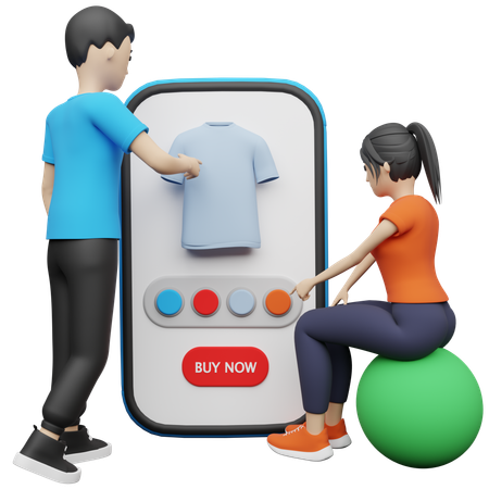 Buying Products From Shopping Application  3D Illustration