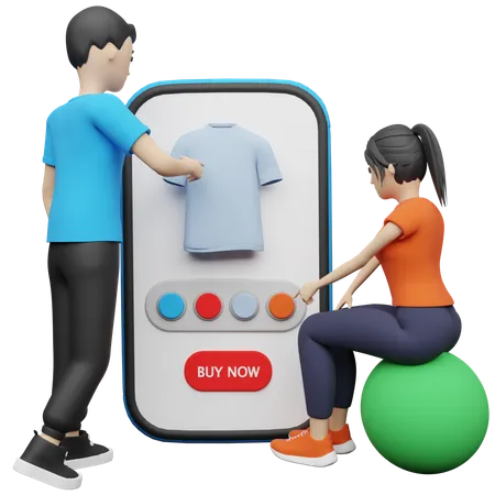 Buying Products From Shopping Application  3D Illustration