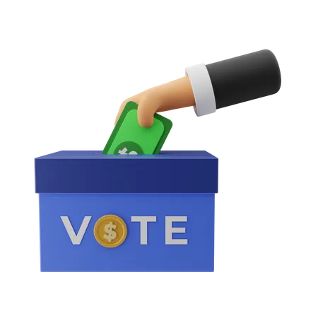 Buying vote with money  3D Illustration