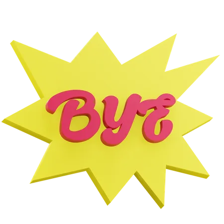 3 D Bye Sticker Text Icon With Transparent Background 3D Icon