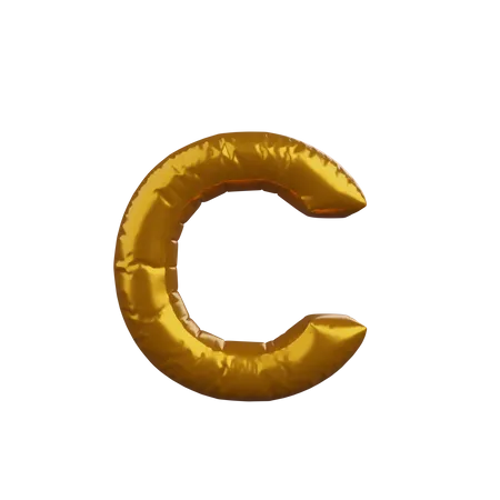 3 D Illustration Of Golden Balloon Concept Alphabet C 3D Illustration