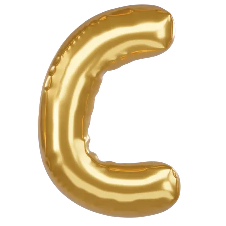 C Alphabet 3 D Illustration In Golden Balloon Style 3D Icon