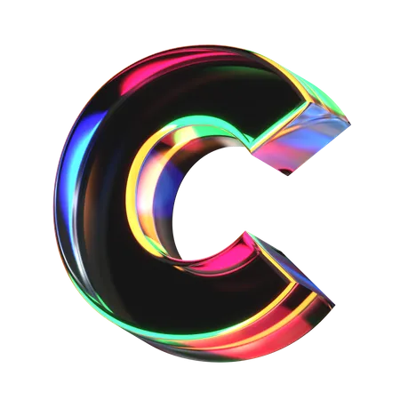 3 D Icon Of A Glass Letter C 3D Icon