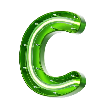 C Letter Shape Neon Text  3D Icon