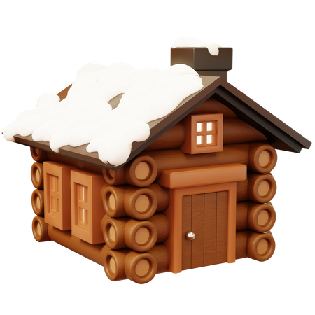 Cabaña con nieve  3D Icon