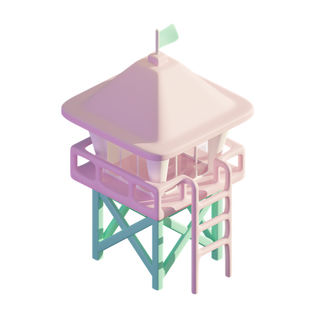 Cabane de sauveteur  3D Illustration